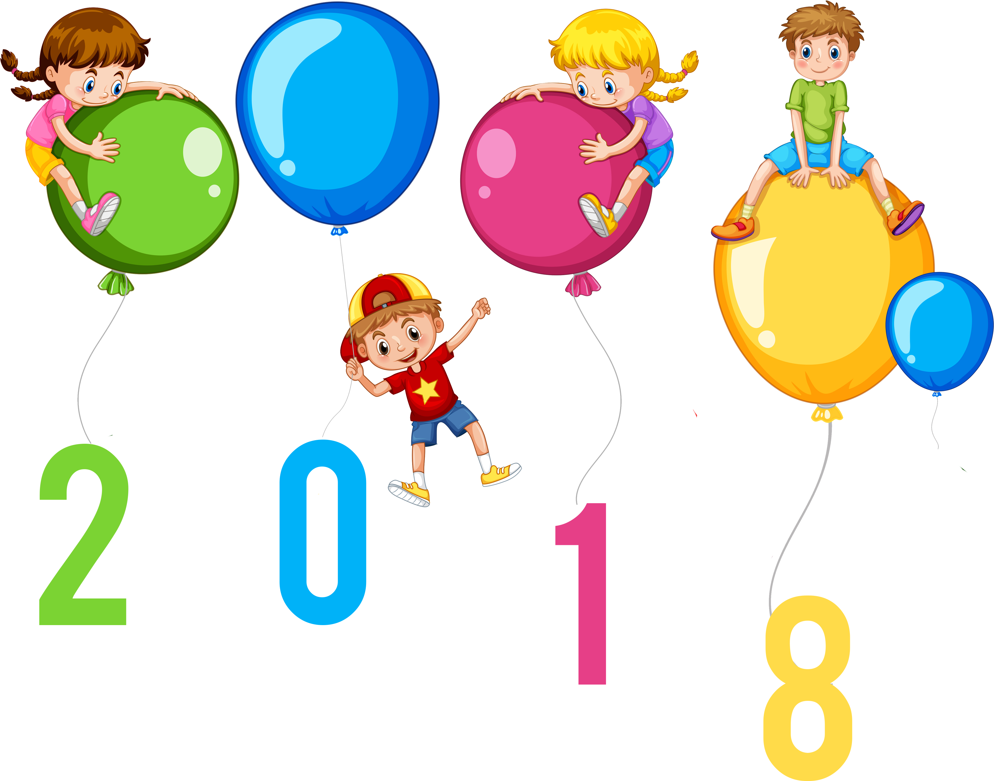 Detail Happy New Year - Happy New Year 2018 Balloons (3487x2798)
