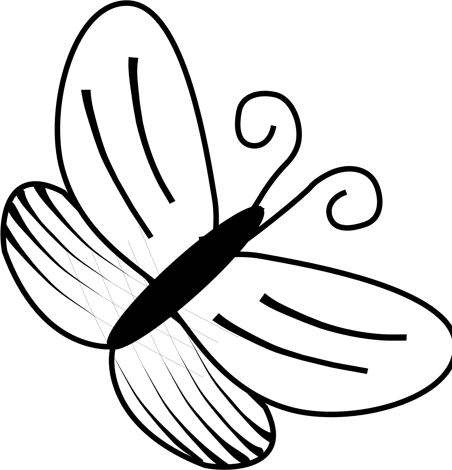 Rainforest Snake Clipart - Butterfly Clipart Black And White (1979x2799)