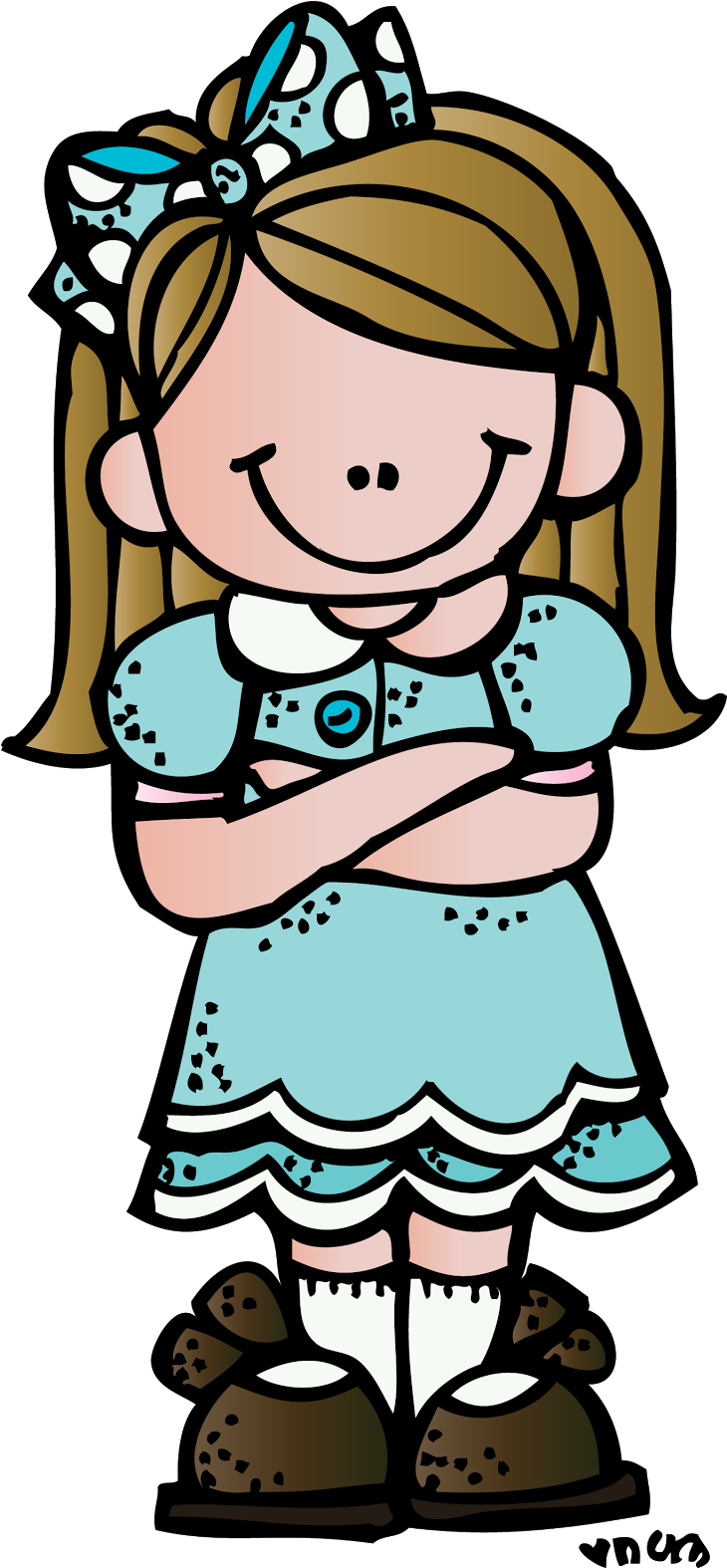 Arms Folded In Prayer Clipart - Melonheadz Girl (729x1600)
