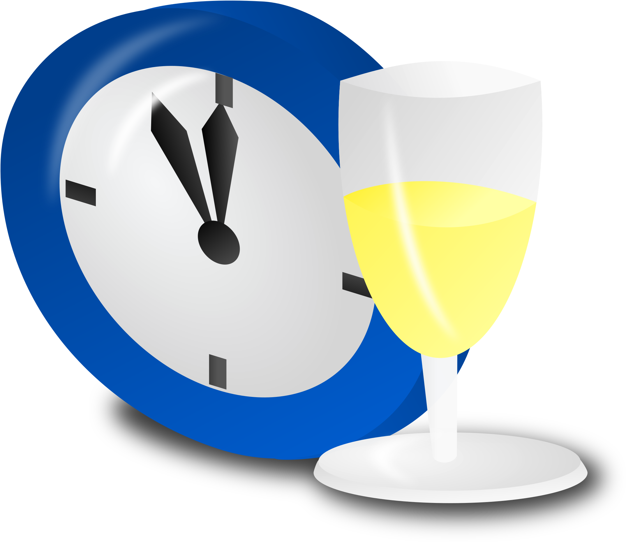 Clock And Champagne - New Years Clock Transparent (2400x2400)