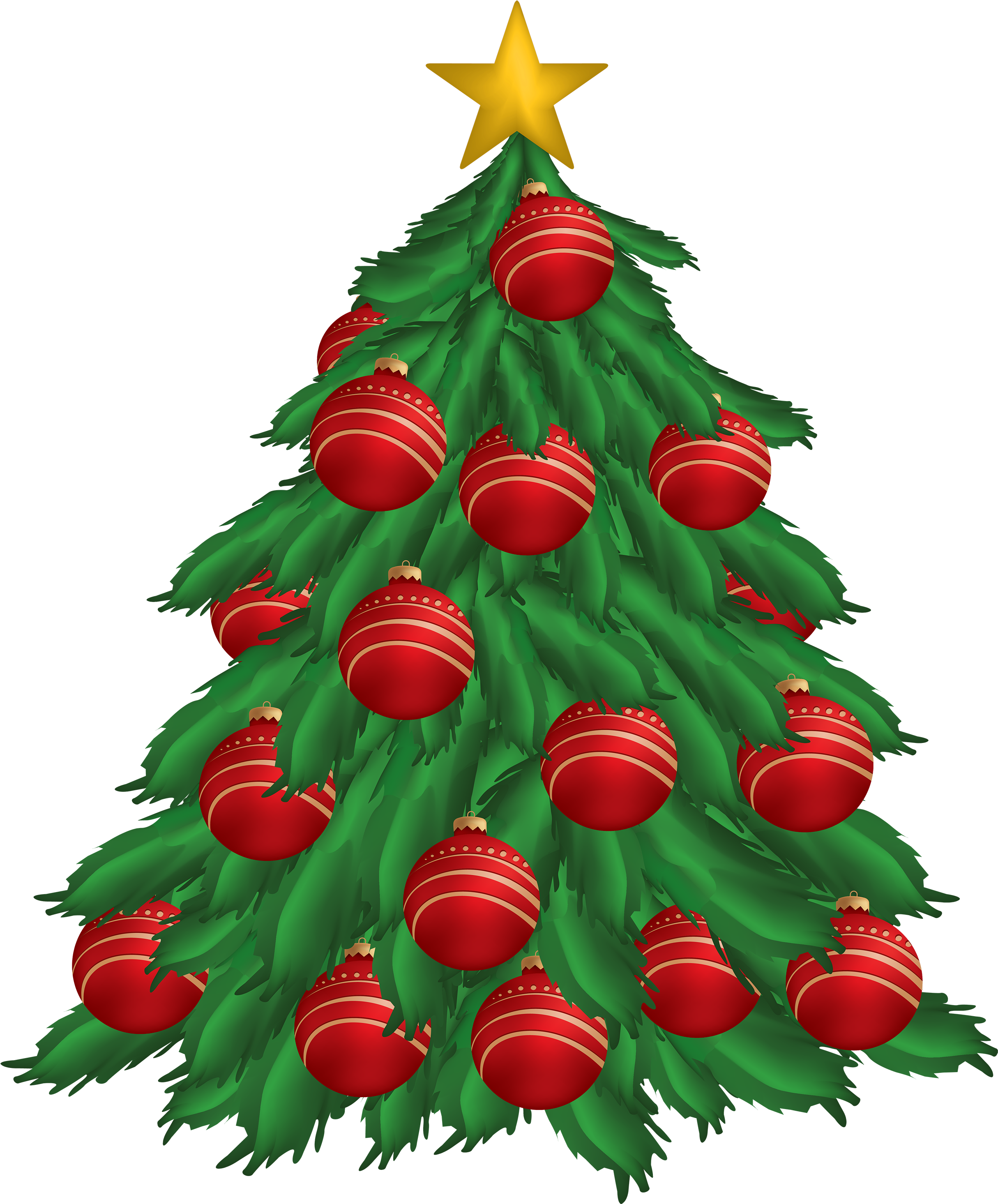 Christmas Tree With Red Christmas Ornaments Png Clipart - Christmas Tree With Ornaments Clipart (2500x3015)