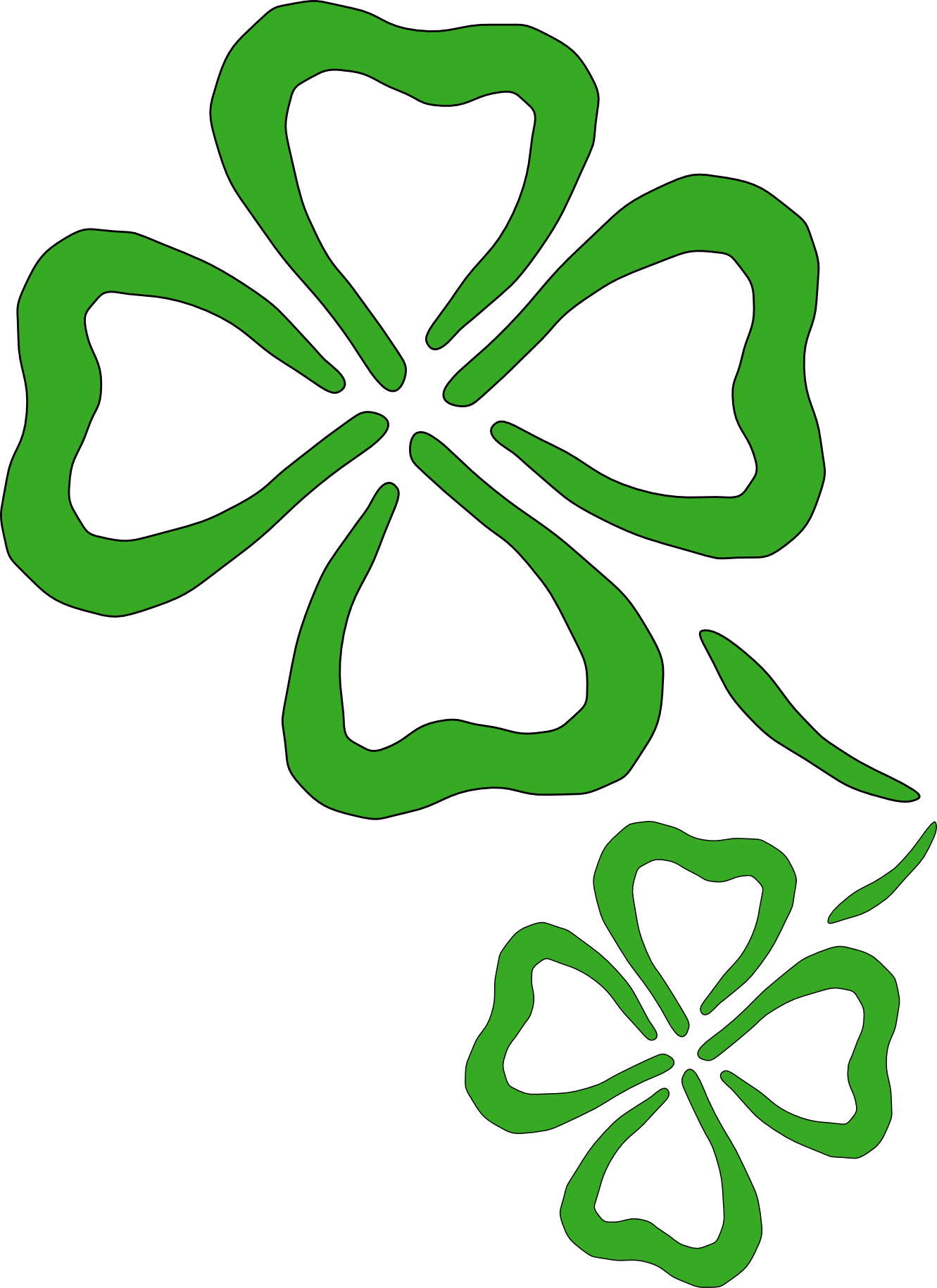 Free Shamrock Clipart Public Domain Holiday Stpatrick - Two Four Leaf Clovers (1331x1831)