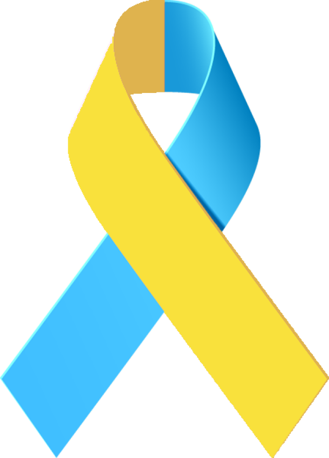 Cancer Ribbon Awareness Ribbons Clip Art - Blue And Yellow Awareness Ribbon (640x892)