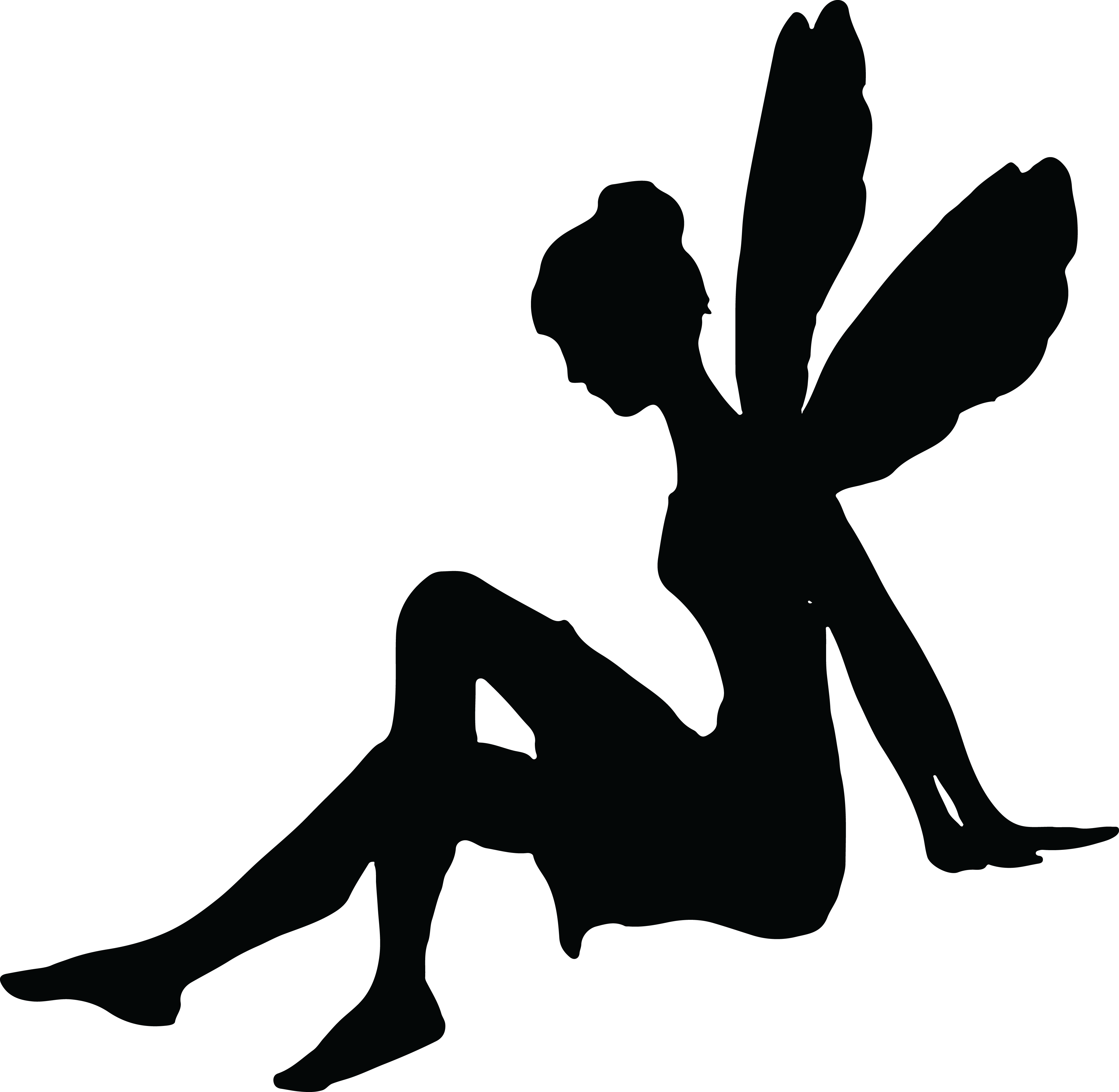 - Eps, - Svg, - Free Clipart Of A Sitting Fairy Silhouette - Fairy Silhouette Png (4000x3901)