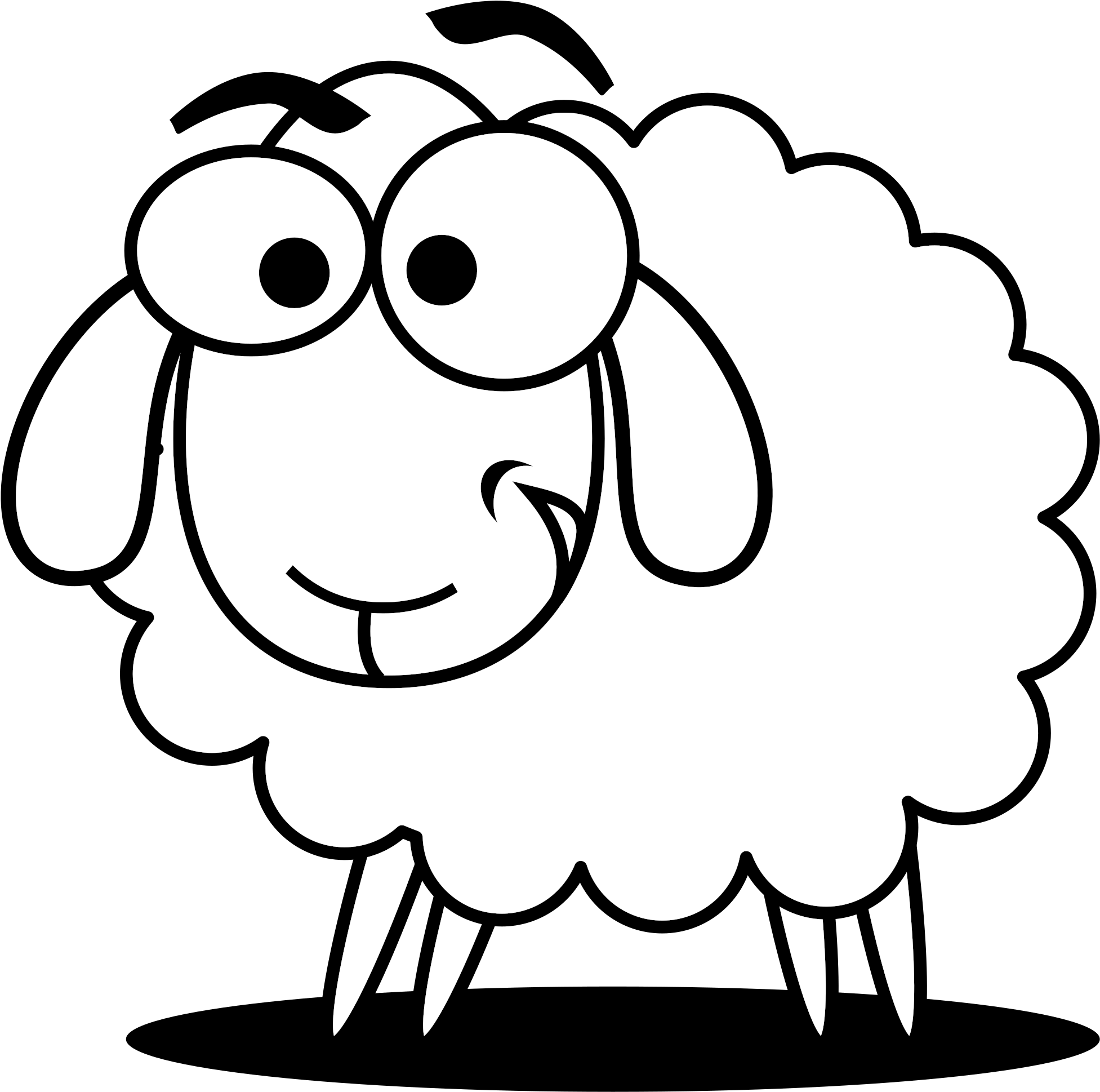 Sheep Clipart - Sheep Black And White (2400x2385)