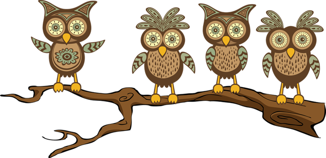 Owl On Tree Branch Clip Art Clipart - Owl On Tree Branch Clip Art Clipart (640x310)