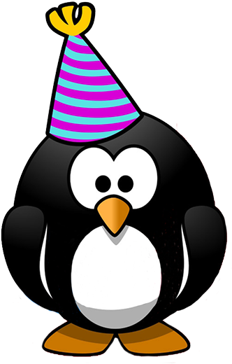 Penguin New Year Party - Birthday Clip Art (339x531)
