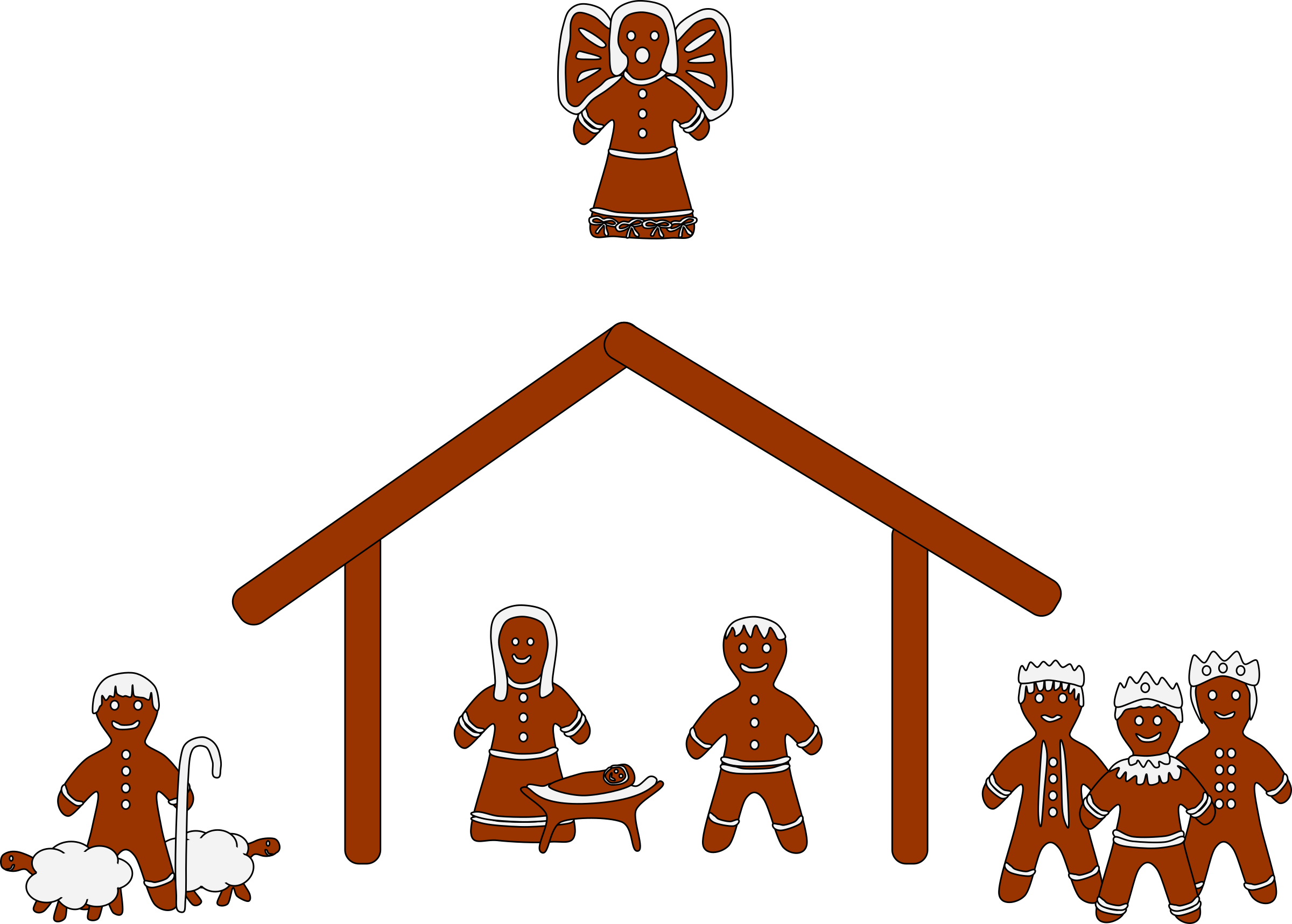 Free Nativity Clipart Silhouette Free Clipart Images - Gingerbread Nativity Clip Art (2400x1717)