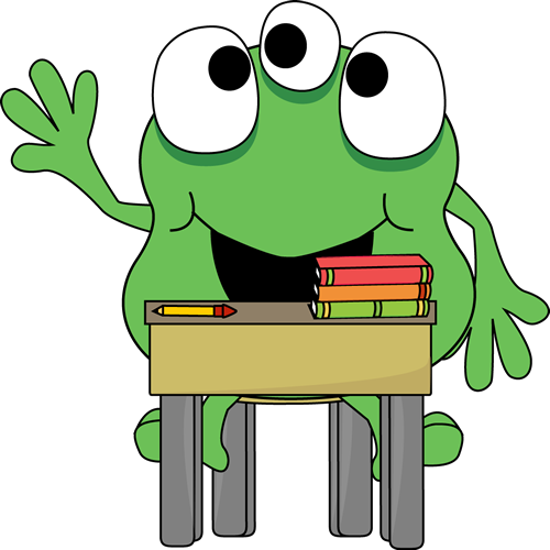Green Monster In School - Cartoon (500x500)