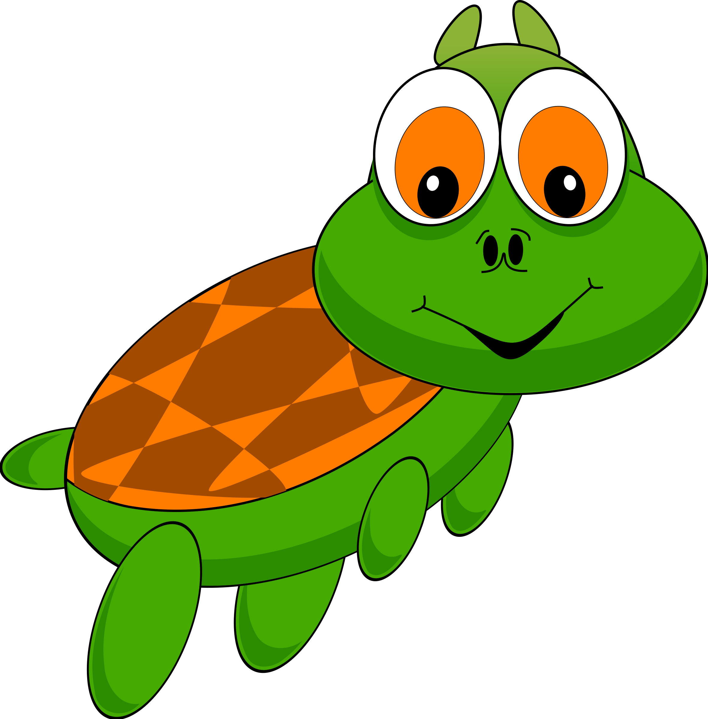 Cartoon Turtle With Red Hat - Moving Turtle Animation (2363x2400)