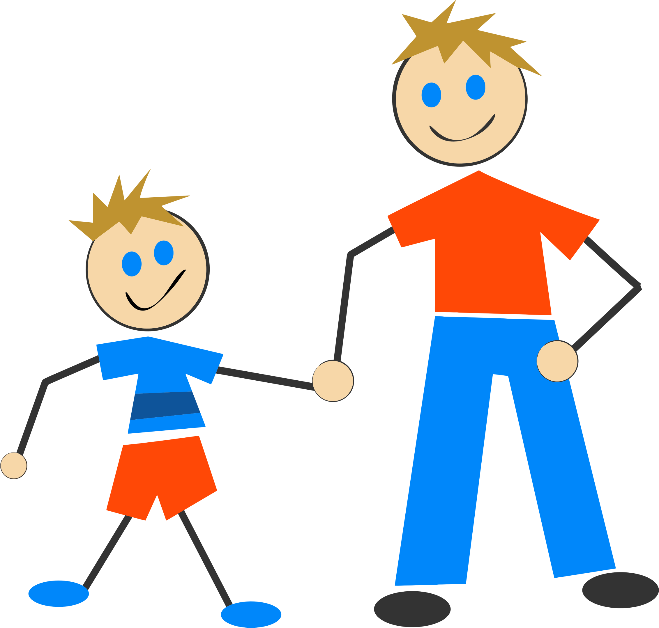 Free Person Clipart Black And White Outline - Father And Son Stick Figures (2263x2158)