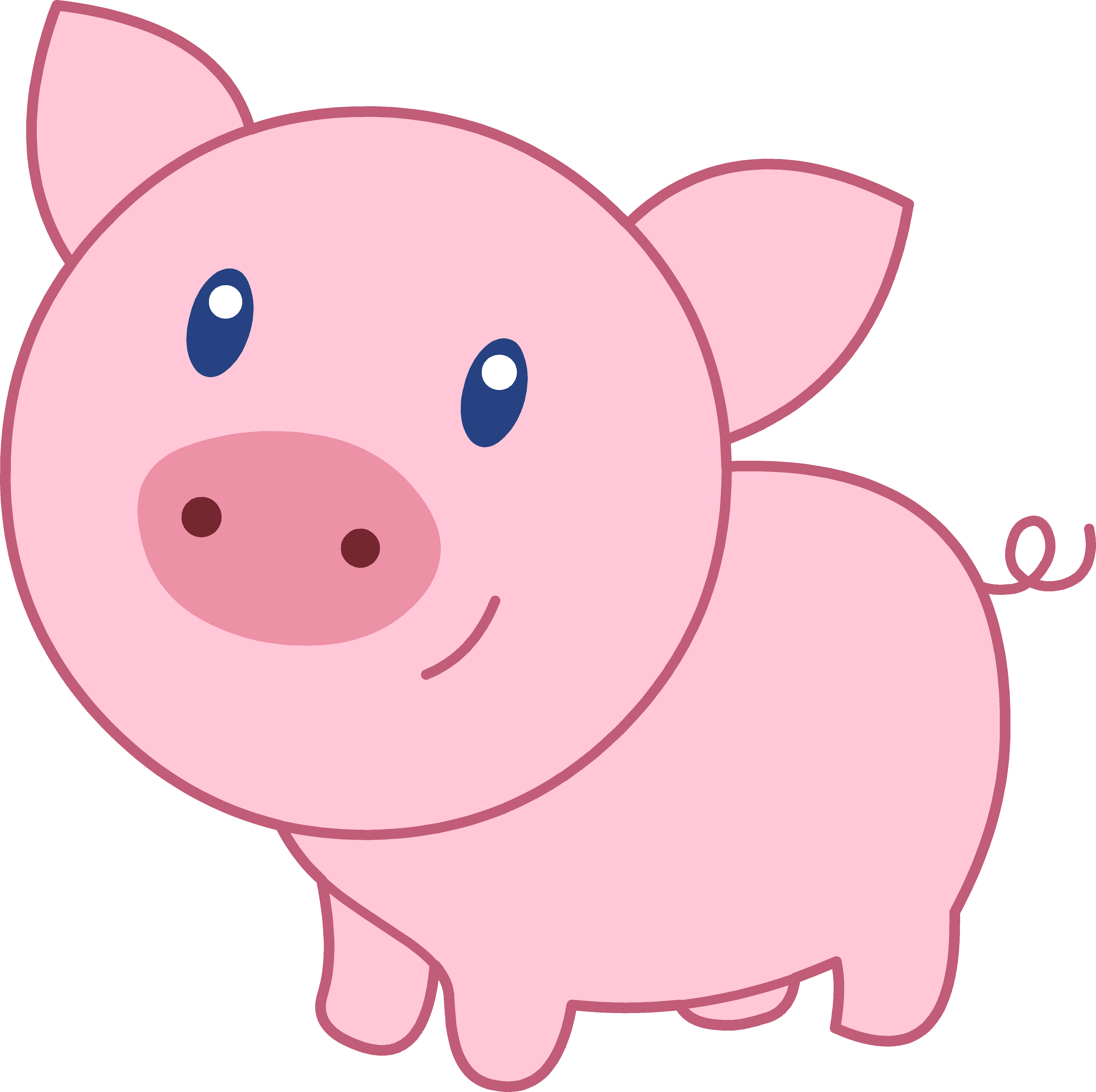 Cute Cartoon Pig Clipart - Cute Cartoon Pig Face (4945x4925)