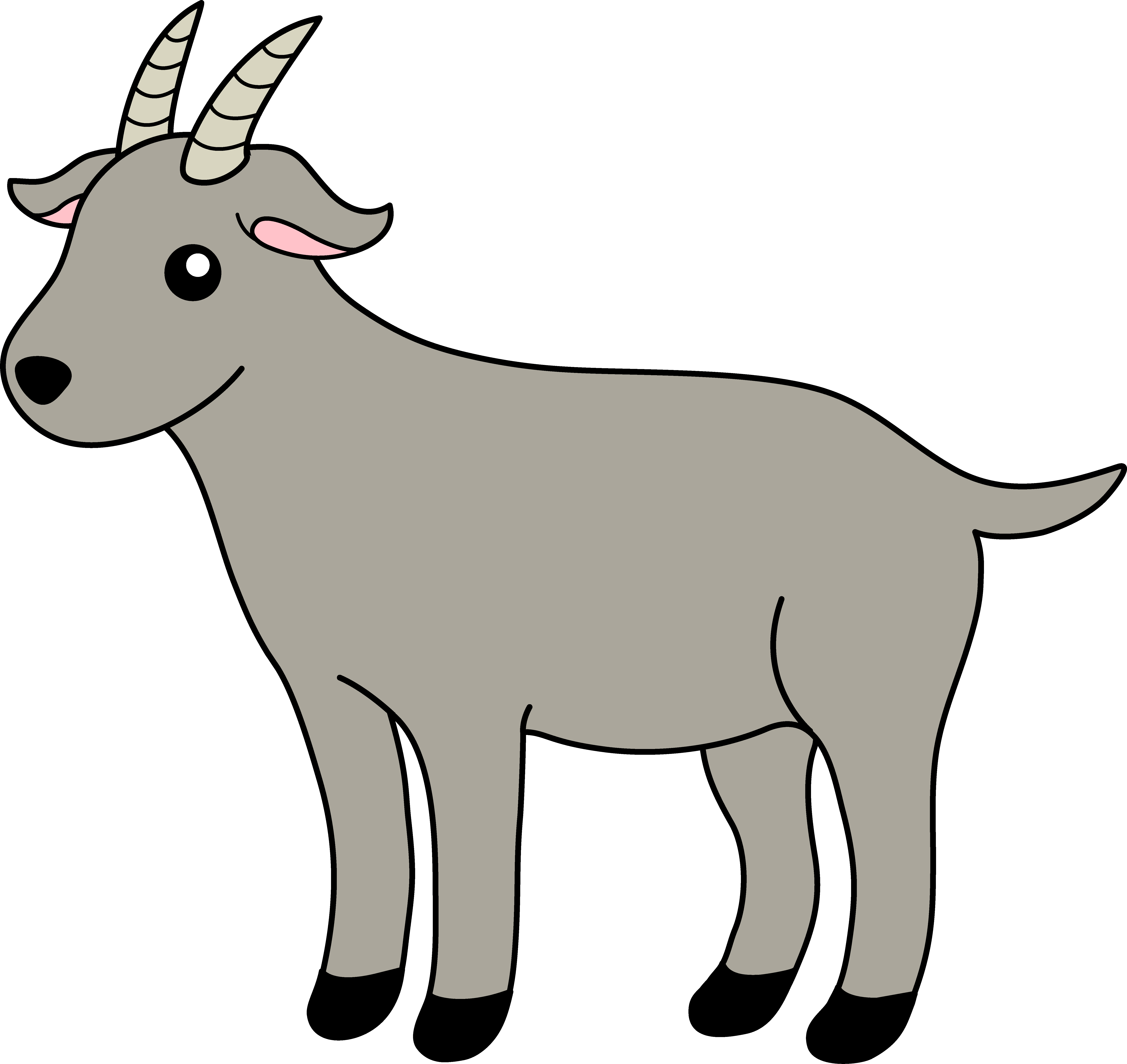 Little Gray Billy Goat Free Clip Art Animal Clipart - Goatclip Art (6445x6083)