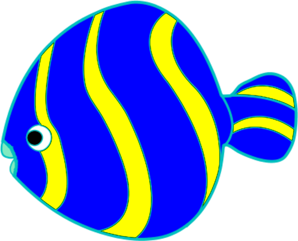 Yellow And Blue Fish Vector Clip Art - Fish Clipart (600x486)