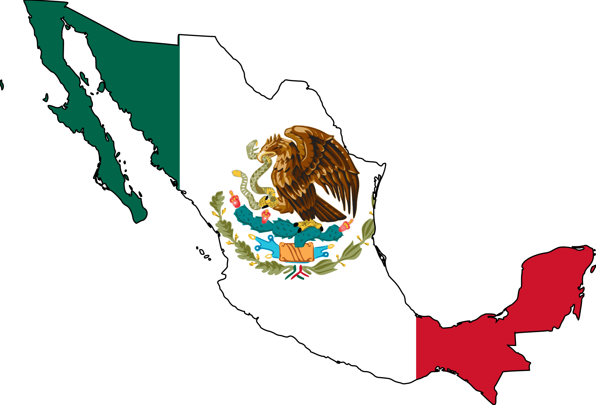 Mexican Flag Clip Art - Mexico Png (2048x1393)