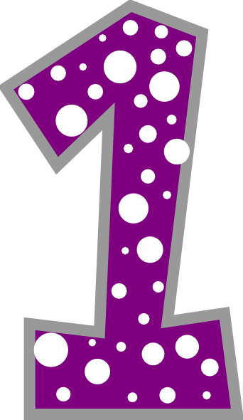 Number 1 Purple And Grey Polkadot Clip Art - Polka Dot Number 1 (342x590)