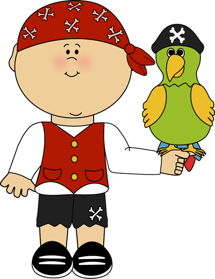 Pirate With Parrot - Pirate With Parrot Clipart (425x550)