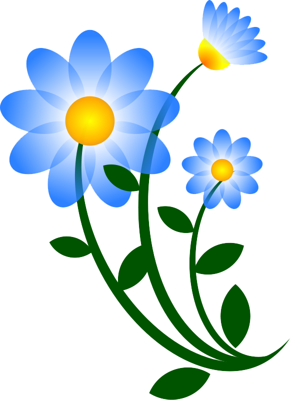 Blue Floral Clip Art, Children Watercolor Flower, Floral - Blue Flower Clip Art (582x800)