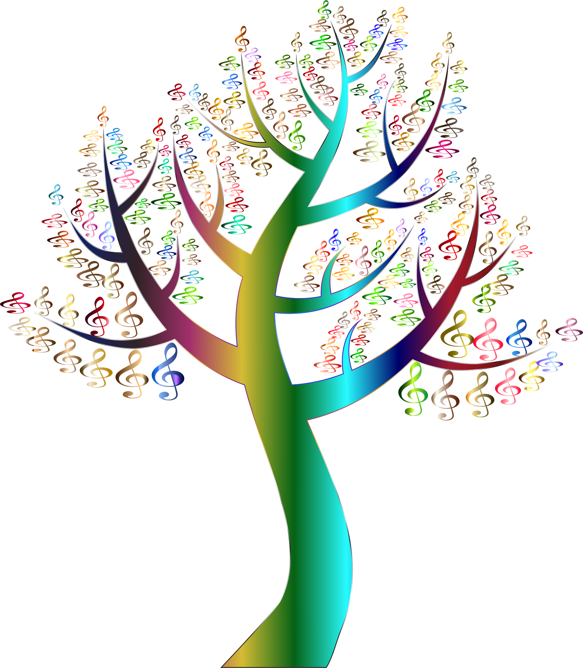 Simple Clef Tree Variation 2 No Background - Tree With Colorful Leaves (1930x2212)