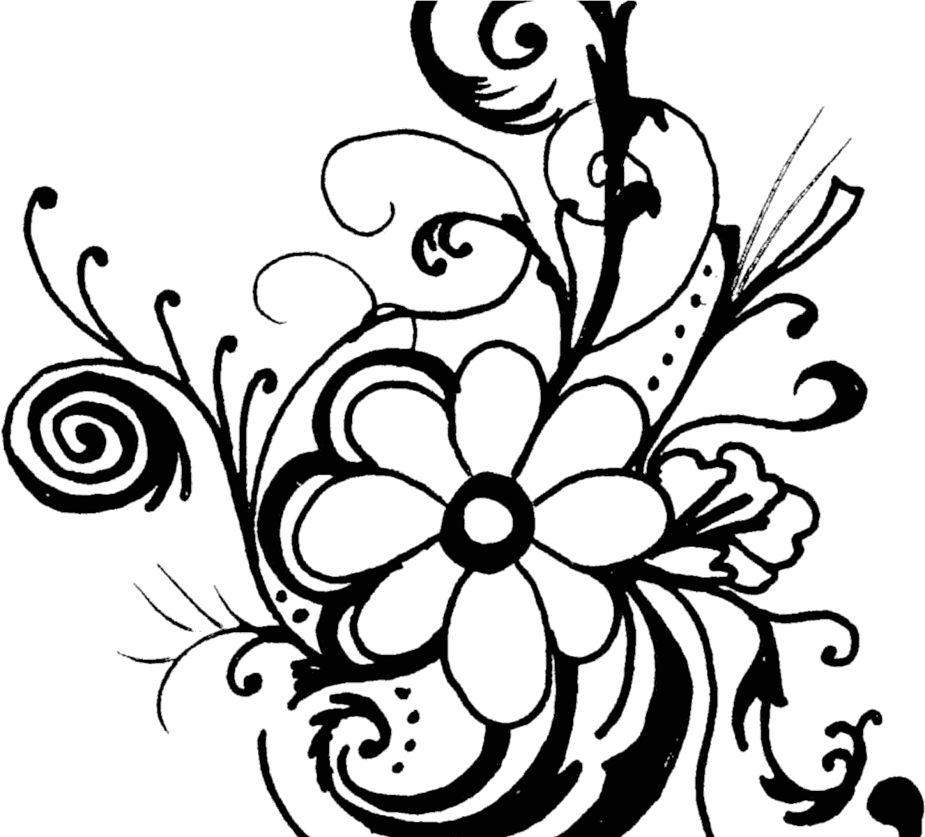 Clipart Of Flowers Black And White Unique Free - Black And White Flower Clipart (1352x1200)