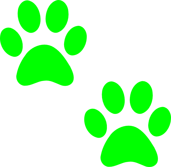 Bulldog Paw Print - Green Paw Print Clip Art (600x588)