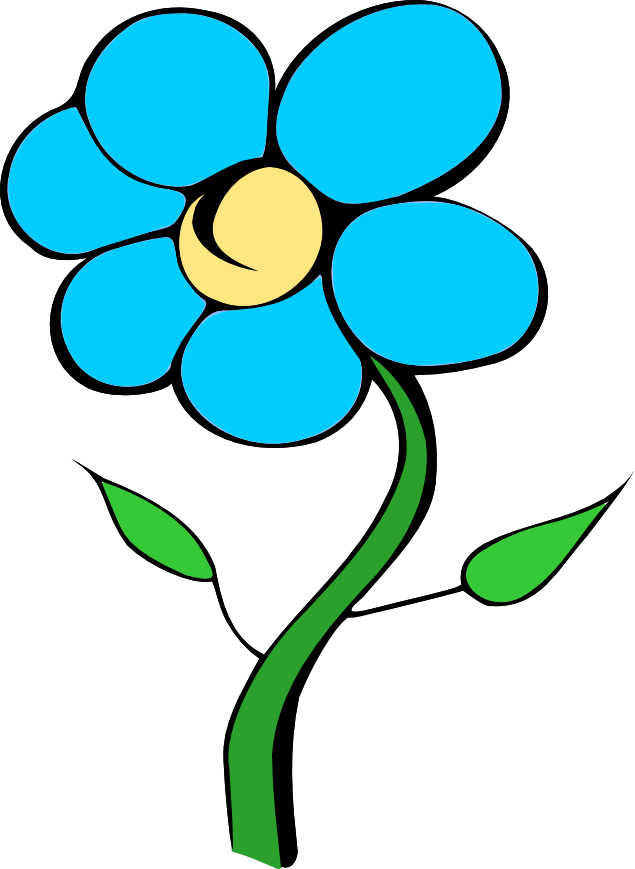 Black And Blue Flower Clipart Clip Art Library - Single Flower With Stem Clipart (635x869)