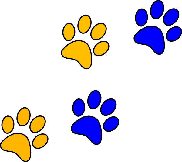Panther Paw Print Clip Art Free Bluegold Paw Print - Blue And Gold Paw Prints (600x533)