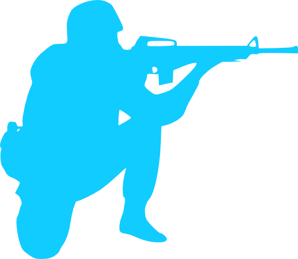 Blue Soldier Clip Art - Army Soldiers Silhouette (600x520)