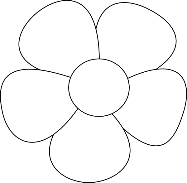 Free Black And White Sunflower Clipart Image - Five Petals Flower Drawing (600x587)