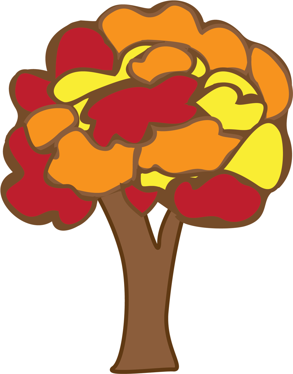 Vintage Clipart Of Block Colored Autumn Tree 201kb - Tree Doodle Png (1153x1311)