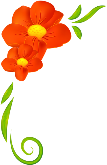 Orange Flower Decor Png Clipart - Flowers Border Clipart Png (447x600)