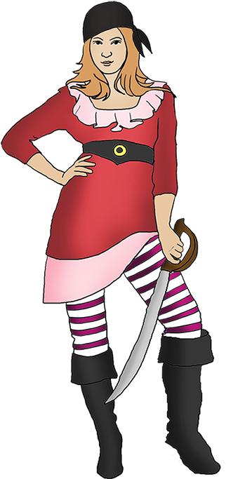 Pirate Girl Clip Art - Pirate Woman Clip Art (403x709)