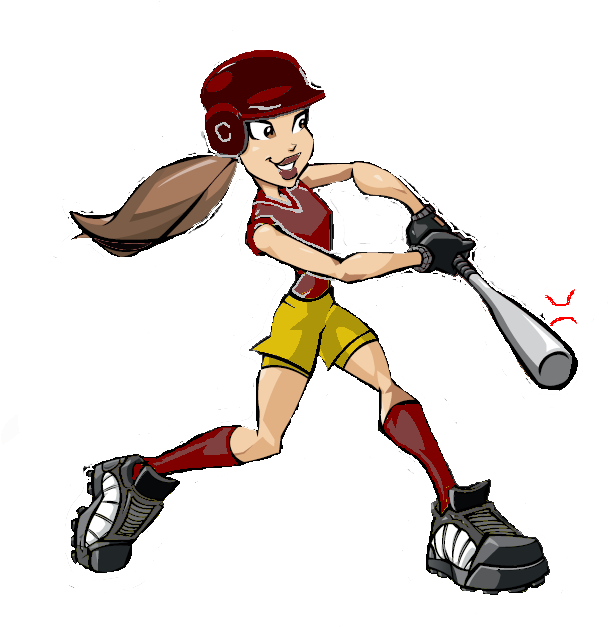 Cy Woods Athletic Booster Club - Girl Softball Player Cartoon (691x676)