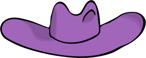 Cowboy Hat Vector Clip Art - Purple Hat Clip Art (600x239)