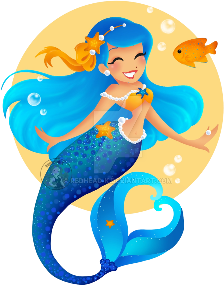 Blue Mermaid By Redhead-k - Blue Mermaid Transparent (1024x1024)