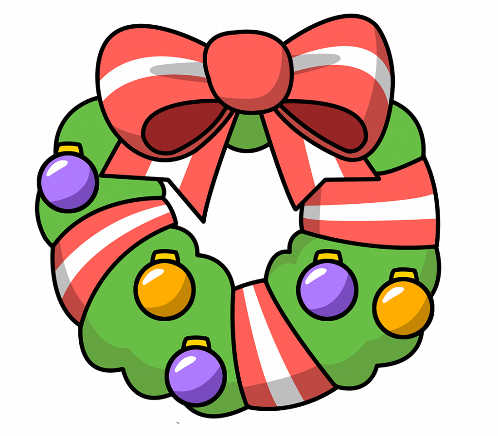 Christmas ~ Christmas Wreath Clip Art Clipart Garland - Cartoon Christmas Pictures Clip Art (1024x897)