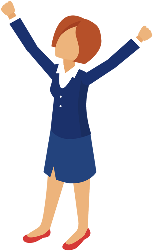 Cartoon Business Woman With Hands Up - Cartoon Business Woman With Hands Up (500x820)