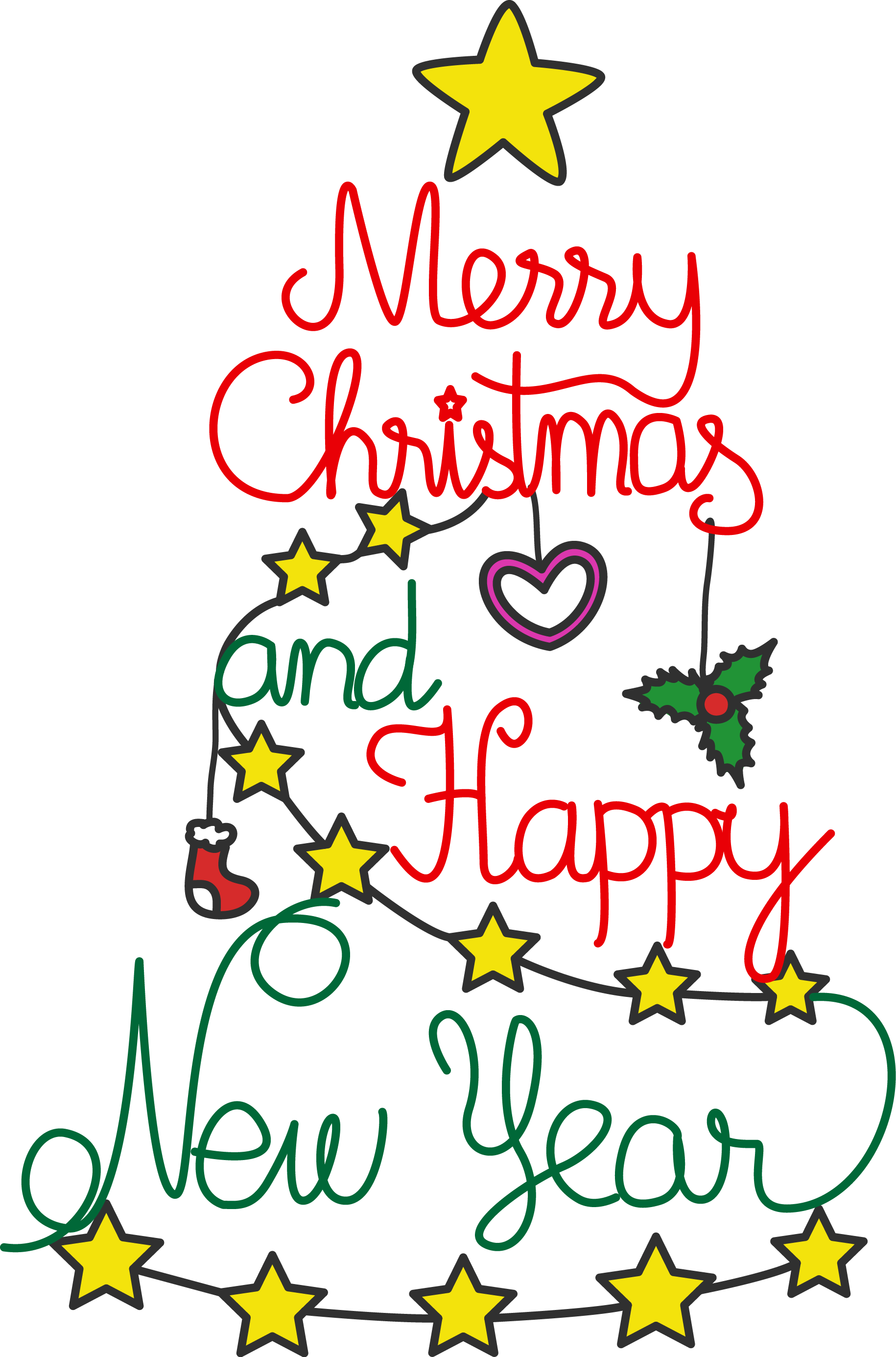 Free Merry Christmas And Happy New Year Celebration - Christmas And New Years Clipart (1830x2770)