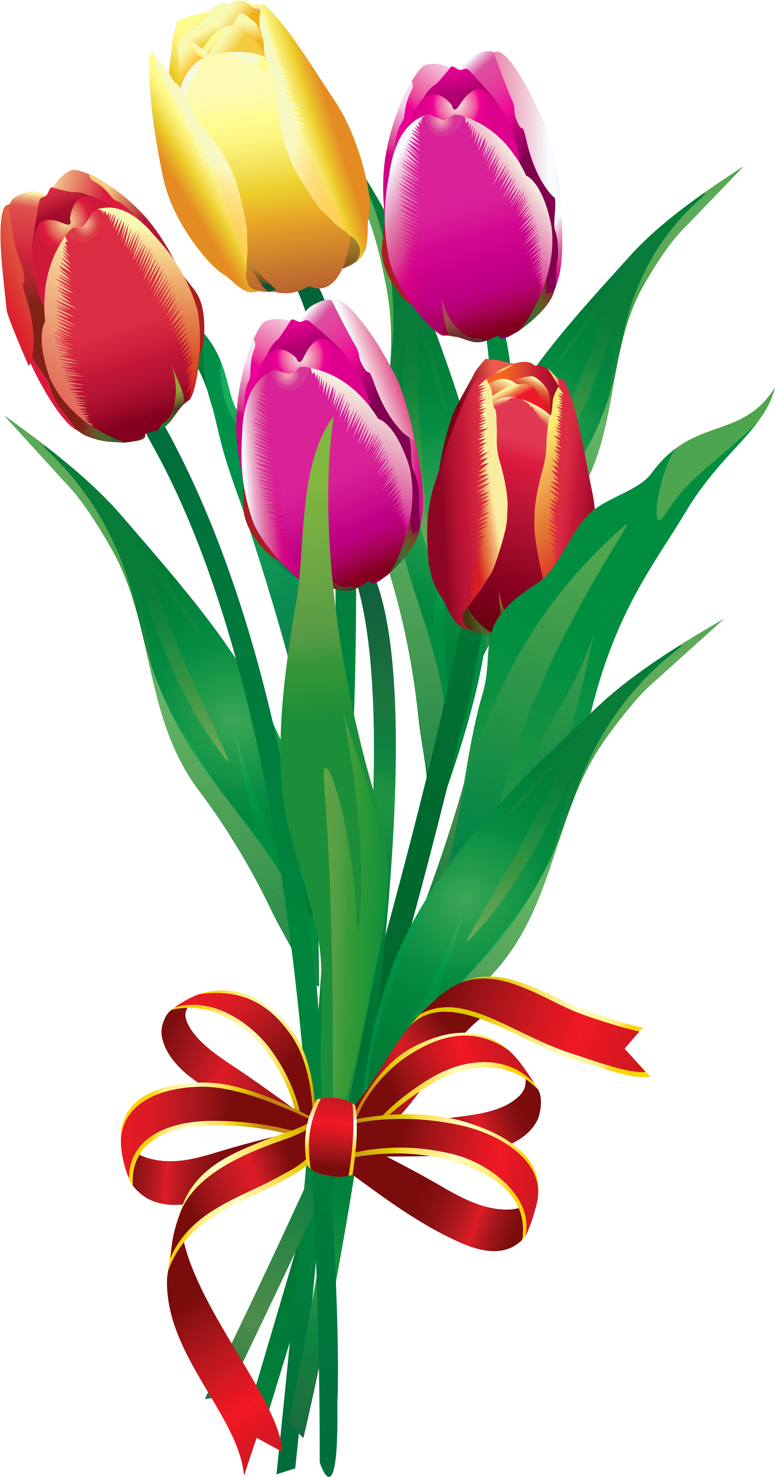Tulip Bouquet Clipart - Flower Bouquet Clipart Png (2720x5072)