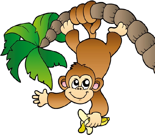 Zoo Clipart Jungle Monkey - Monkey Hanging From A Tree (600x600)