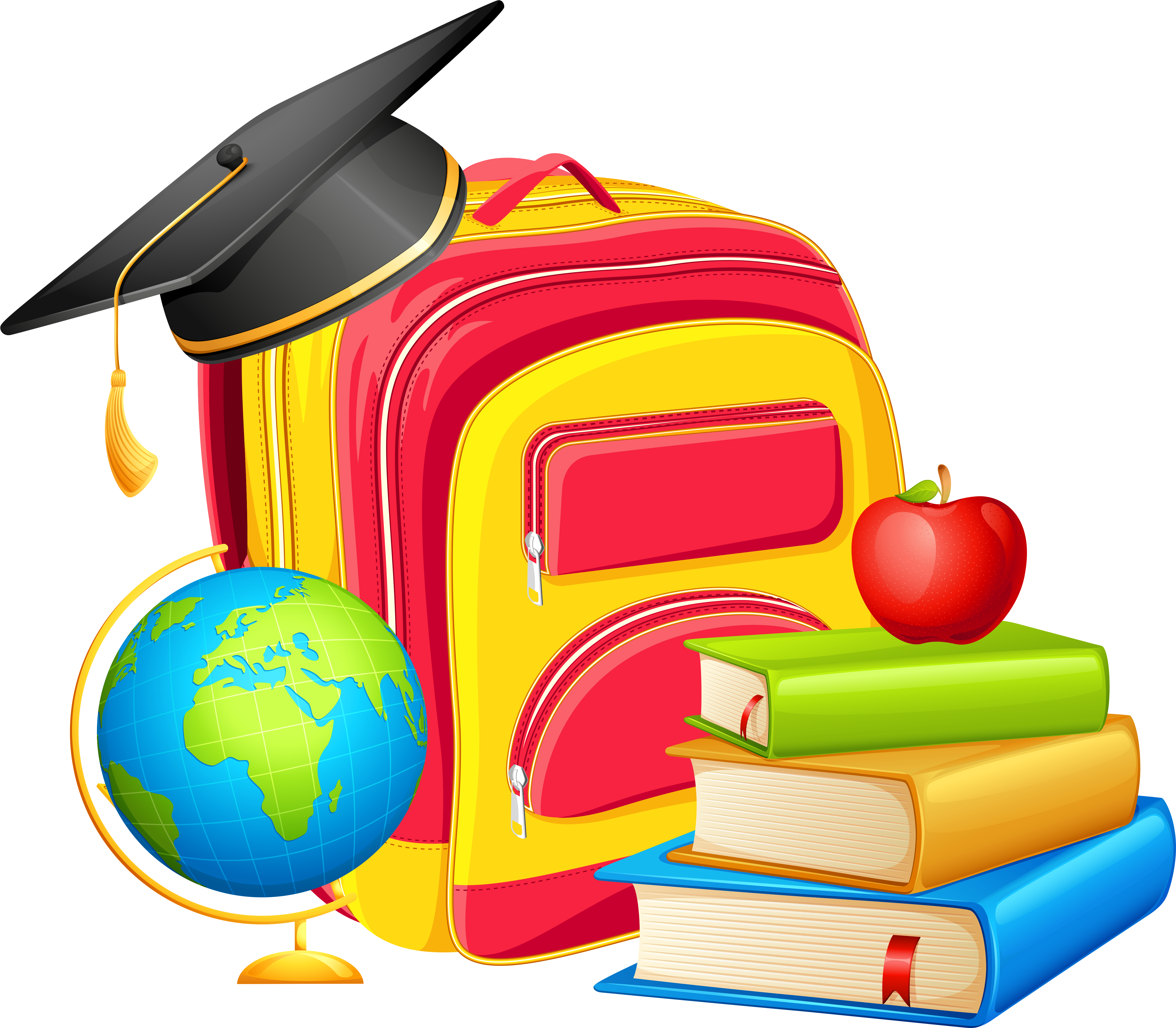 School Backpack And Decorations Png Clipart - School Clipart Png (5337x4690)