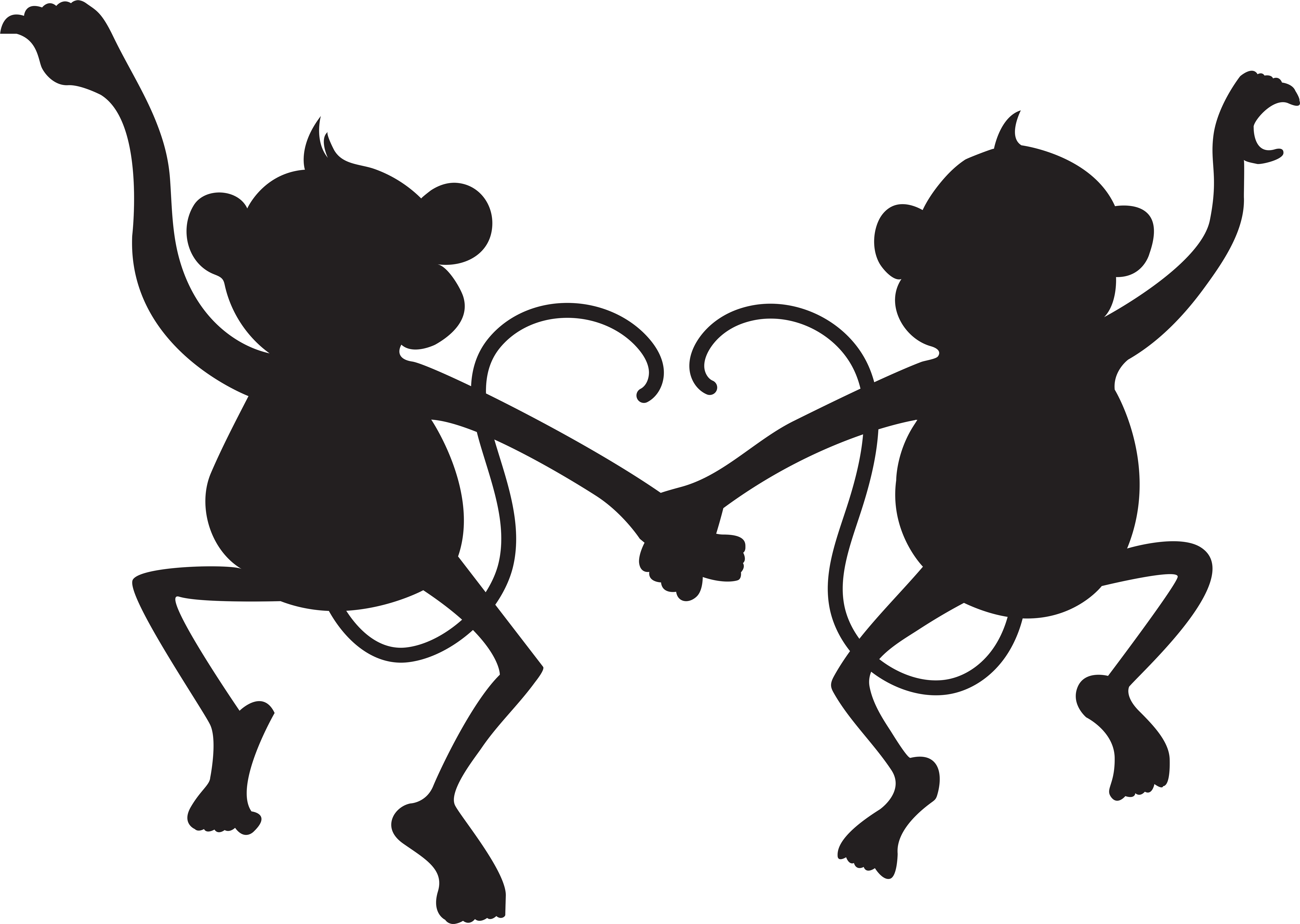 Cute Monkeys Silhouette Png Transparent Clip Art Imageu200b - Monkey Silhouette Clip Art (8000x5686)