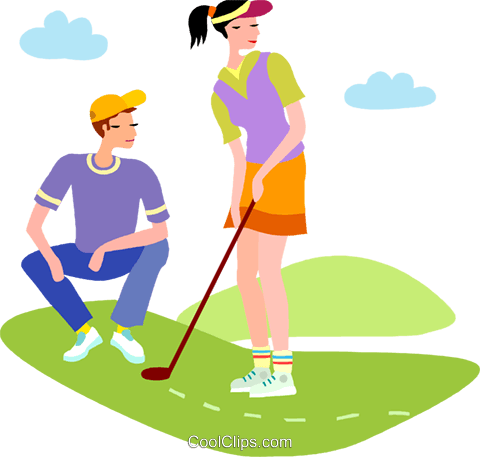 Golf Vector Clipart Of A Couple Playing Golf - Golf Vector Clipart Of A Couple Playing Golf (480x457)