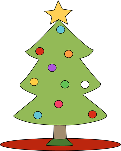 Christmas Tree On Red Tree Skirt - Christmas Cat Clip Art (400x500)