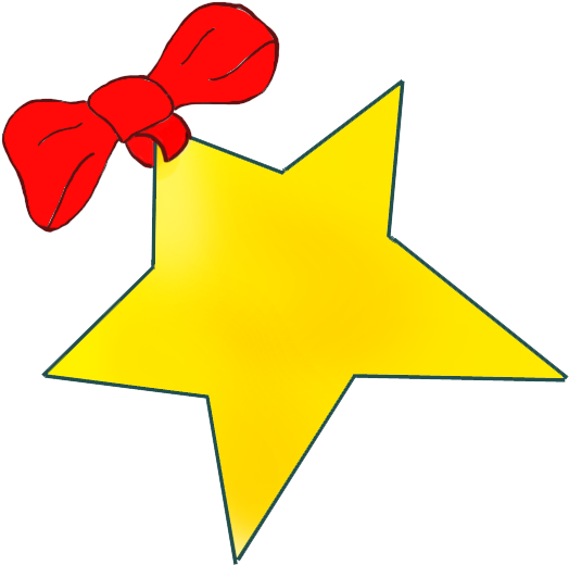 Golden Christmas Star With Red Bow - Christmas Star Clip Art (551x547)