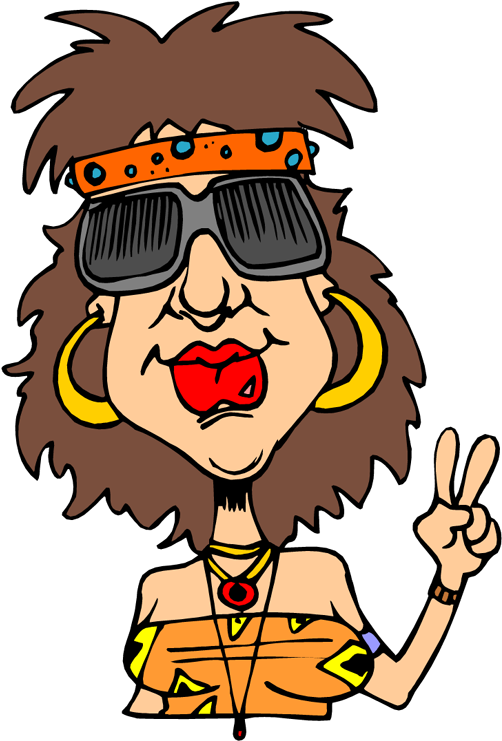 Hippie Woman Clipart - Hippie Cartoon Transparent (516x750)