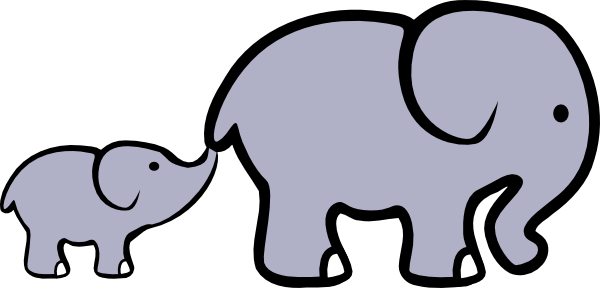 Elephant And Baby Cartoon (600x288)