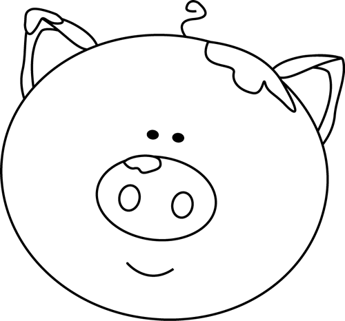 Black And White Pig Face With Mud - Pig Face Clipart Black And White (500x466)