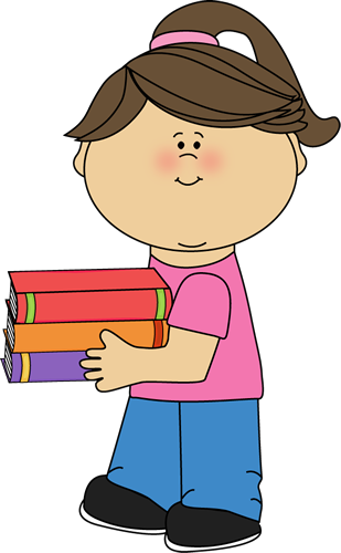 Girl Holding Books - Scared Girl Clipart (309x500)