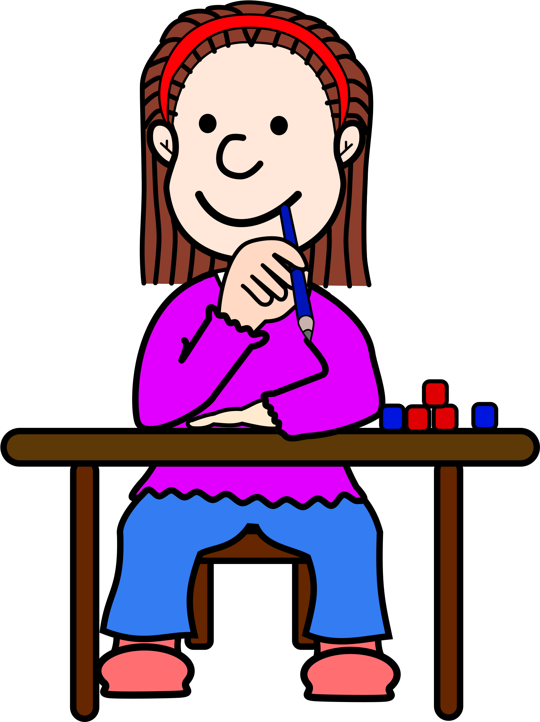 Incredible Design Girl Thinking Clipart Comic Tini - Cartoon School Girl Thinking (1808x2400)